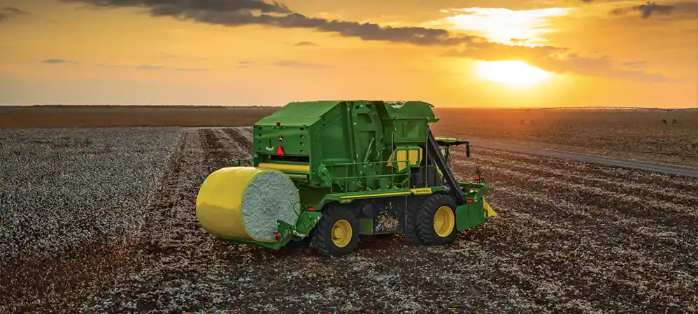 Cotton picker with cotton bale